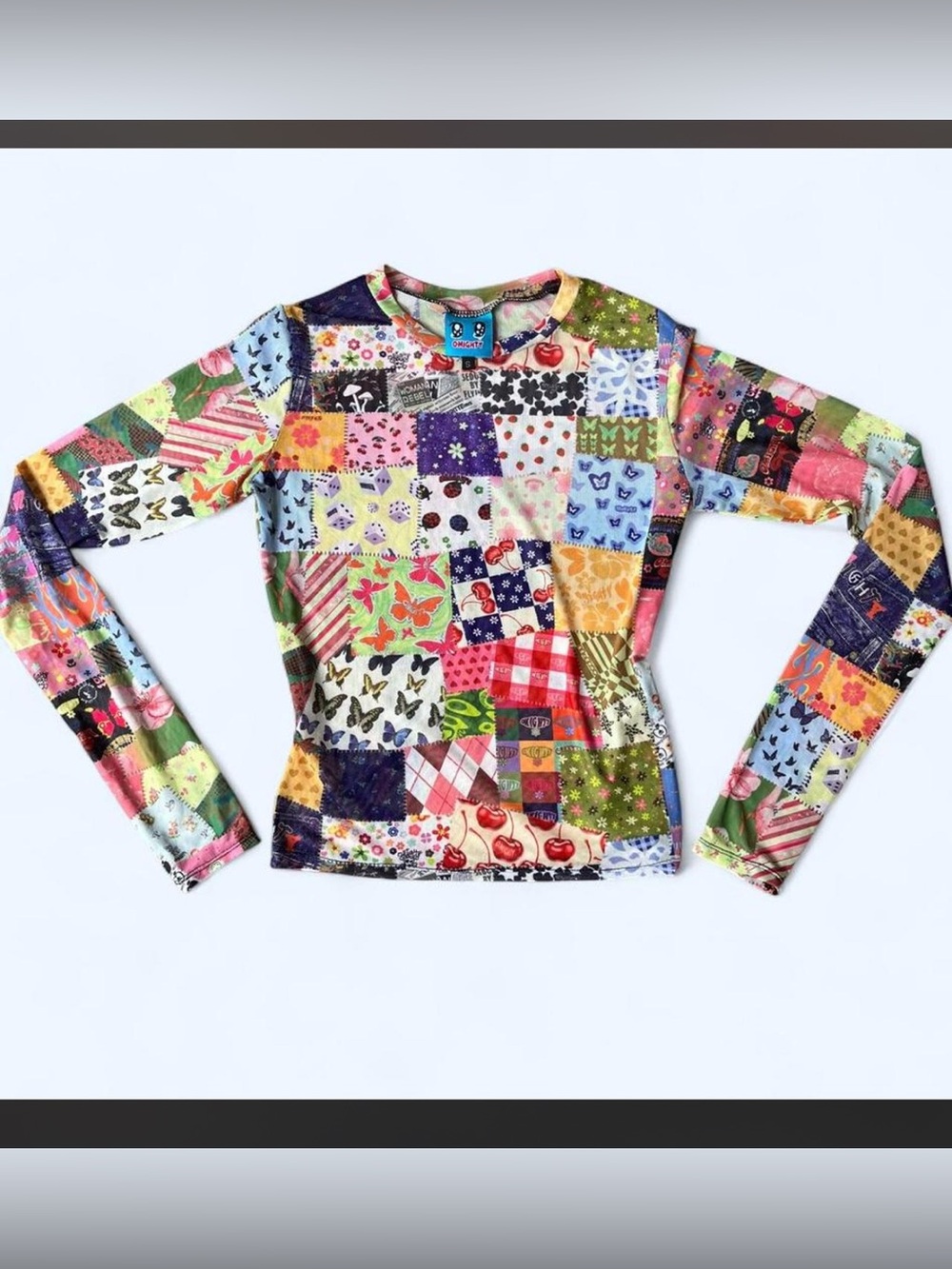 Omighty Patchwork Long Sleeve Mesh Top